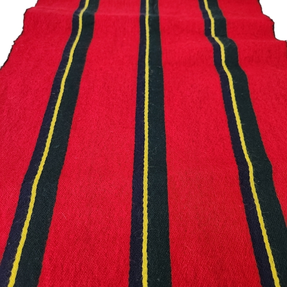 EATON – Red Black Stripe Lambswool Fringe Scarf vintage os - Picture 5 of 8